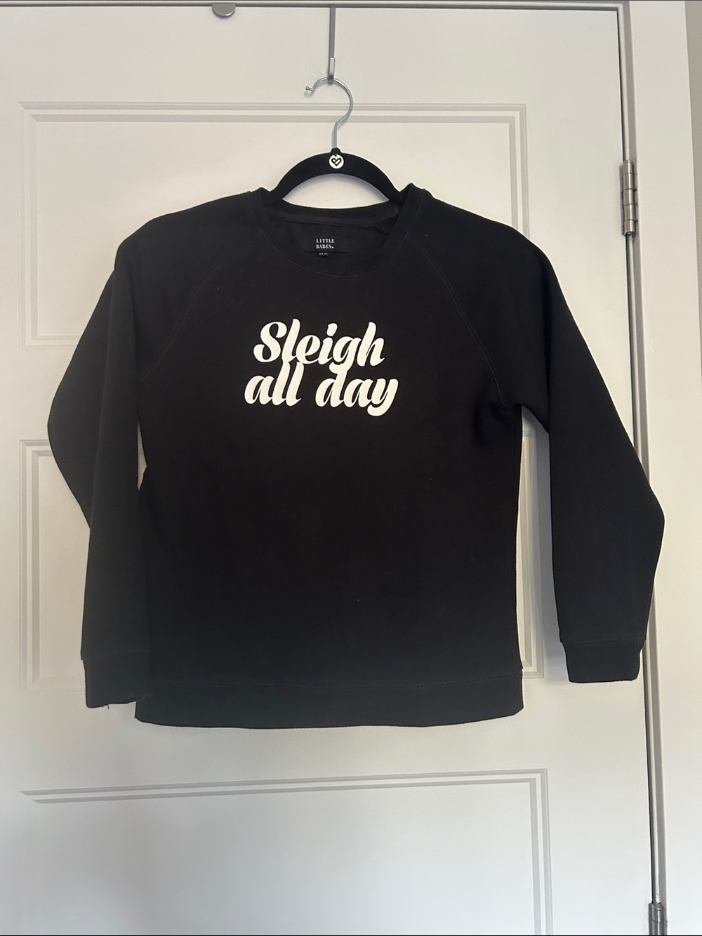 Brunette The Label Black Crewneck Sweatshirt with White "Sleigh All Day" Script
